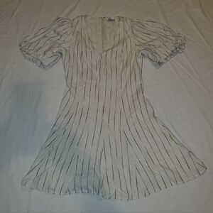 Tinsel Striped Puff Sleeve Dress